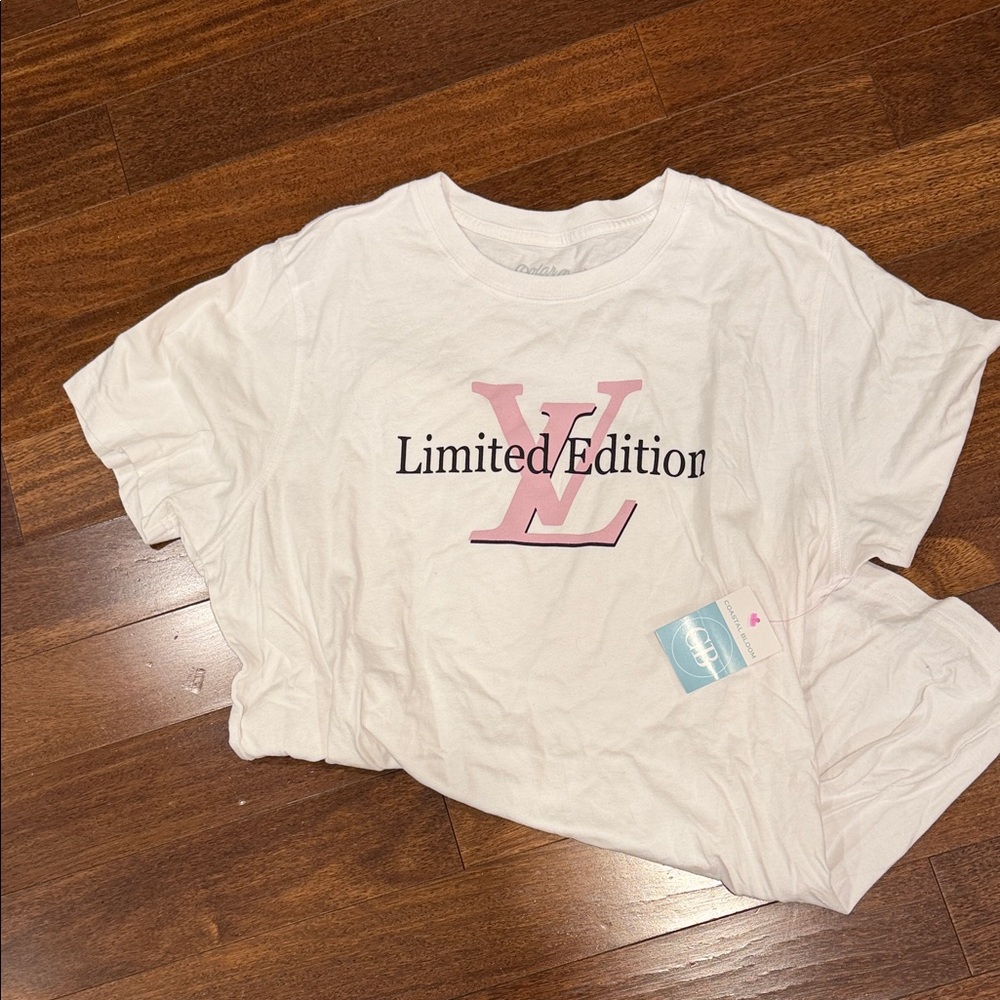 Women's White and Pink Tee